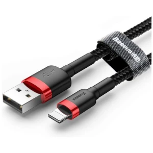 Baseus Lightning Cafule Cable 2.4A 0.5m Red + Black (CALKLF-A19)