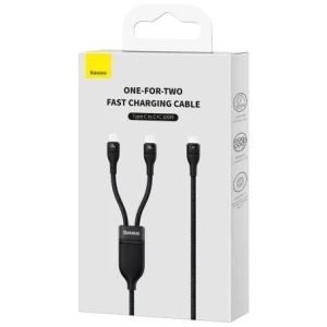 Baseus Universal Cable, Flash Series II 2-in-1 Fast Charging Cable (Type-C to Type-C + Type-C) 100W, 1.5m, Black (CASS060001)