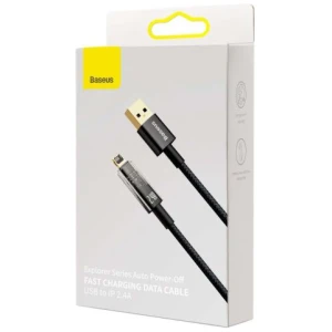 Baseus Lightning Explorer Series Auto Power-Off Fast Charging Data Cable 2.4A, 1m Black (CATS000401)