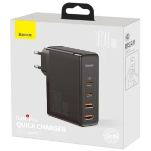 Baseus Travel Charger GaN2 Pro Quick wall charger C+C+U+U, PD 3.0, QC 4.0+, 100W EU Black (CCGAN2P-L01)