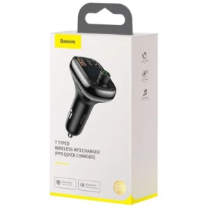 Baseus Car Charger Bluetooth FM Transmitter S-13, BT. 5.0, 10m Range, USB-A QC 12V/ 2.4A, USB-A 5V/ 1.5A, Type-C 12V/ 2.4A, Black (CCMT000101) - Image 2