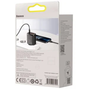 Baseus Travel Charger Compact Quick Charger U+U+C PD3.0, QC 3.0 30W EU Black (CCXJ-E01) - Image 3