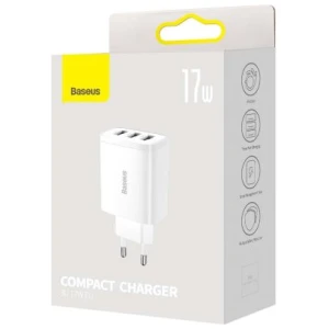 Baseus Travel Charger Compact wall Charger U+U+U, 17W EU White (CCXJ020102)