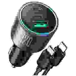 Joyroom Car Charger C+C+U, 100W, with Type-C to Type-C 100W cable (1,20m) Black (JR-CCN07) - Image 3
