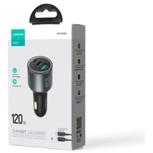 Joyroom Car Charger C+C+U, 100W, with Type-C to Type-C 100W cable (1,20m) Black (JR-CCN07) - Image 2