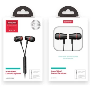 Joyroom Earphone Wired, In-Ear Headphones with Remote and Microphone, 3.5mm Jack, Black EU (JR-EL114-BLK) - Image 2