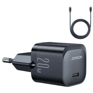 Joyroom Travel Charger Type-C, PD 20W with Type-C to Type-C Cable, 1m, Black (JR-TCF02)