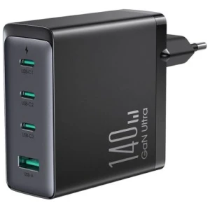 Joyroom Travel Charger GaN Fast Charger C+C+C+U, 140W, with Type-C to Type-C, PD 240W cable (1,20m) Black EU (JR-TCG05EU) - Image 3