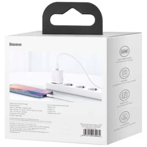 Baseus Travel Charger set Super Si 1C QC (With Simple Wisdom Cable Type-C to Lightning 1m) 20W EU White (TZCCSUP-B02) - Image 3