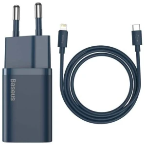 Baseus Travel Charger set Super Si 1C QC (With Simple Wisdom Cable Type-C to Lightning 1m) 20W EU Blue (TZCCSUP-B03) - Image 3