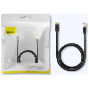 Baseus Network Cable High Speed (CAT7) of RJ45 (round cable) 10 Gbps, 1m Black (WKJS010101)