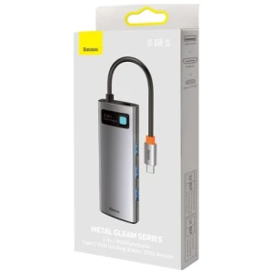Baseus HUB Metal Glam Series 5-in-1 (3xUSB-A 3.0, Type-C male, Type-C female, HDMI-A), Gray EU (WKWG020013)