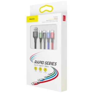 Baseus Cable Fast 4-in-1 For Lightning(2) + Type-C + Micro 3.5A 1.2m Black (CA1T4-A01)