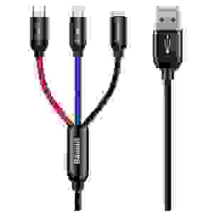 Baseus Cable Three Primary Colors Light/Type-C/Micro Nylon Braid 3.5A 1.2m Black (CAMLT-BSY01) - Image 3