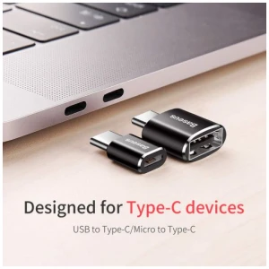 Baseus Converter Micro Female To Type-C Male Black (CAMOTG-01) - Image 3