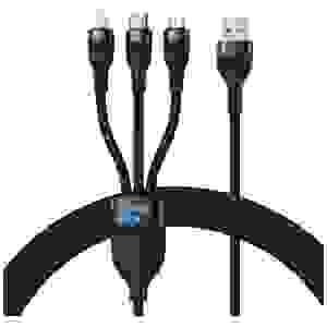 Baseus Universal Cable, Flash Series II 3-in-1 Fast Charging Data Cable (USB-A to Micro + Lightning + Type-C) 66W, 480mbps, 1.2m, Blue (CASS040003) - Image 3