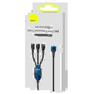 Baseus Universal Cable, Flash Series II 3-in-1 Fast Charging Data Cable (USB-A to Micro + Lightning + Type-C) 66W, 480mbps, 1.2m, Blue (CASS040003) - Image 2