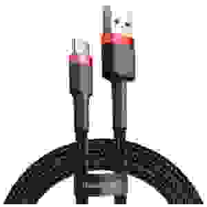 Baseus Type-C Cafule Cable 3A 0.5m Red + Black (CATKLF-A91) - Image 3