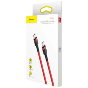 Baseus Type-C - Type-C Cafule Cable PD 2.0, QC 3.0, 60W, 3A, 1m, Red (CATKLF-G09)