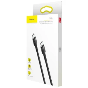 Baseus Type-C - Type-C Cafule Cable PD 2.0 60W, 3A, 2m, Black/ Gray (CATKLF-HG1)