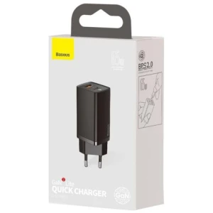Baseus Travel Charger GaN2 Lite Quick Charger C+U QC 3.0 PD 3.0 65W EU Black (CCGAN2L-B01)