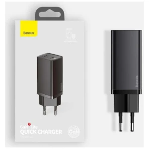 Baseus Travel Charger GaN2 Lite Quick Charger C+U QC 3.0 PD 3.0 65W EU Black (CCGAN2L-B01) - Image 3