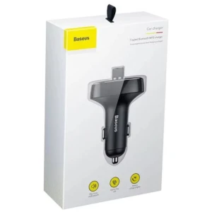 Baseus Car Charger Bluetooth FM Transmitter S-09, BT. 4.2, 10m Range, 2x USB-A, 3.4A, Micro SD card Reader, Black (CCMT000301)