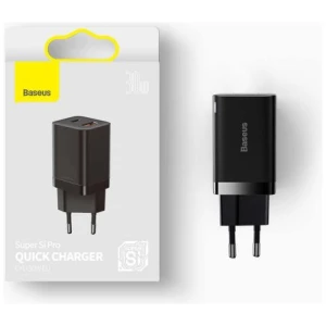 Baseus Travel Charger Super Si Pro mini Fast Charger, C+U, PD 3.0, QC 3.0 30W EU Black (CCSUPP-E01) - Image 3