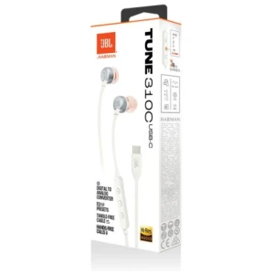 JBL Tune 310C Pure Bass In-Ear Headphones, (Type-C), White EU