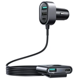 Joyroom Car Charger 5-in-1, C+C+U+U+U, QC 3.0, PD 3.0, FCP, AFC, 12V/24V, 72W, Black (JR-CL05) - Image 3