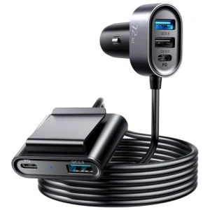 Joyroom Car Charger 5-in-1, C+C+U+U+U, QC 3.0, PD 3.0, FCP, AFC, 12V/24V, 72W, Black (JR-CL05) - Image 2