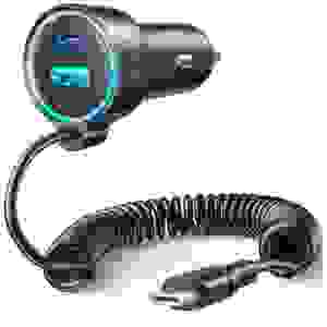 Joyroom Car Charger 3-in-1, C+U with Type-C Coiled Cable 1.5m, 55W, Black (JR-CL07) - Image 3
