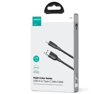 Joyroom USB - Type-C Multi-Color Series Fast Charging and Data Cable, 100W, 1m, Black (S-A34)