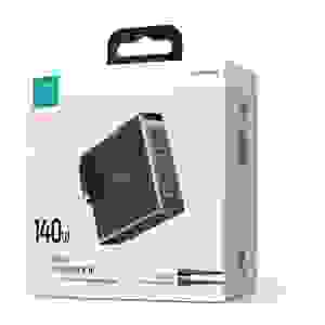 Joyroom Travel Charger GaN Fast Charger (UK) C+C+C+U, 140W, with Type-C to Type-C, PD 240W cable (1,2m) Black EU (JR-TCG05UK) - Image 2