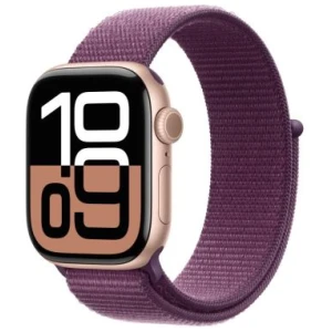 Apple Watch Series 10 GPS 42mm Rose Gold Alu case, Plum Sport Loop S/M EU MWWK3
