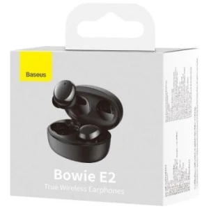 Baseus Earphone Bluetooth Bowie E2 BT 5.2, TWS AV Synchronization, Low Latency, IP55, Black (NGTW090001)