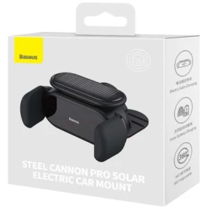 Baseus Car Mount Steel Cannon Pro Solar Electric phone holder fits from 5.4 to 6.7 inch, Black (SUGP010001)