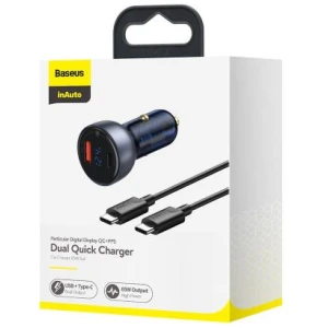 Baseus Car Charger Set Particular Digital Display PPS QC U+C (60W C+C cable 1m) 45W Black TZCCKX-0G