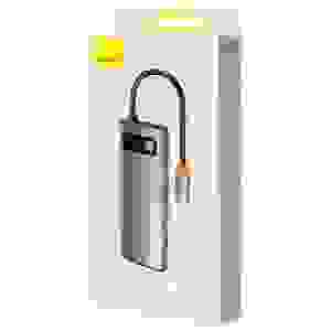 Baseus HUB Metal Glam Series 5-in-1 (3xUSB-A 3.0, Type-C male, Type-C female, HDMI-A), Gray EU (WKWG020013)