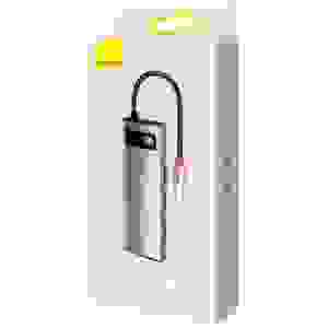 Baseus HUB Metal Gleam series 7-in-1 Multifunctional (Type-C to 2x USB 3.0, PD 100W / HDMI 4K 30Hz / RJ45 1Gbps, Type-C basic) Gray (WKWG020113)