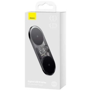 Baseus Wireless Charger Digital LED Display, Dual charging platform, with Type-C cable, 20W Black (WXSX010101)