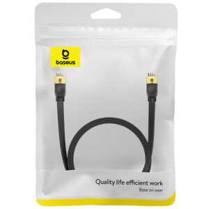 Baseus Network Cable High Speed (CAT7) of RJ45 (flat cable) 10 Gbps, 2m, Black (B00133207111-02)