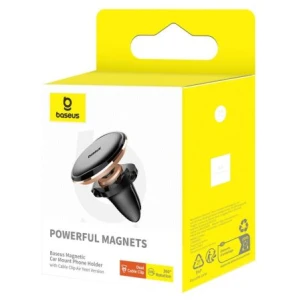 Baseus Car Mount Magnetic Car Phone Holder 360 Degree with Cable clip, Black/ Rosegold (C40141201G13-00)