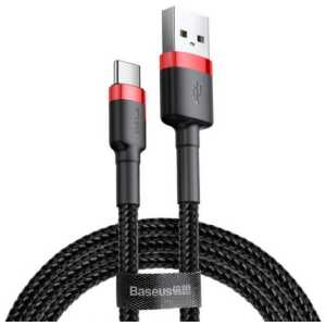 Baseus Type-C Cafule Cable 3A 1m Red + Black (CATKLF-B91) - Image 3