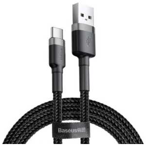Baseus Type-C Cafule Cable 3A 1m Gray + Black (CATKLF-BG1) - Image 3