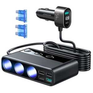 Joyroom Car Charger 9-in-1, (C+U+U+U+U+U+ 3 cigarette lighter socket) 154W, Black (JR-CL06)