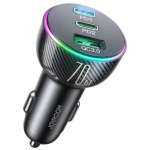 Joyroom Car Charger 3-in-1, (C+C+U) Bluetooth Fm Transmitter, PD 70W, Black (JR-CL26) - Image 3