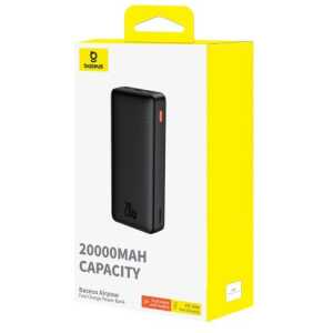 Baseus Power Bank Airpow, C+U, 20W, 20000 mAh, with Baseus Simple Series Type-C 0,50m cable, Black (P10022804113-00)