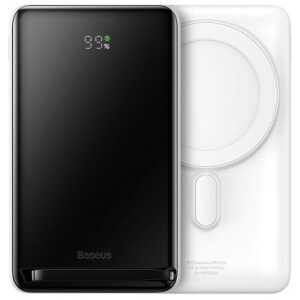 Baseus Power Bank Magnetic Wireless charging (With Xiaobai Type-C to Type-C 60W(20V/3A) 0.5m) MagSafe 15W / PD 20W, 10000 mAh, White (PPCX000202) - Image 3
