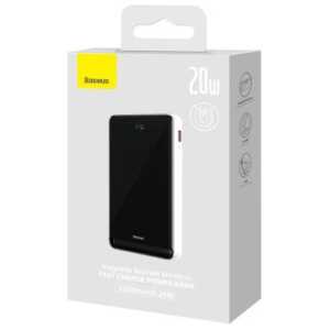 Baseus Power Bank Magnetic Wireless charging (With Xiaobai Type-C to Type-C 60W(20V/3A) 0.5m) MagSafe 15W / PD 20W, 10000 mAh, White (PPCX000202) - Image 2